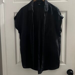 Tahari Black Button-Up Shirt